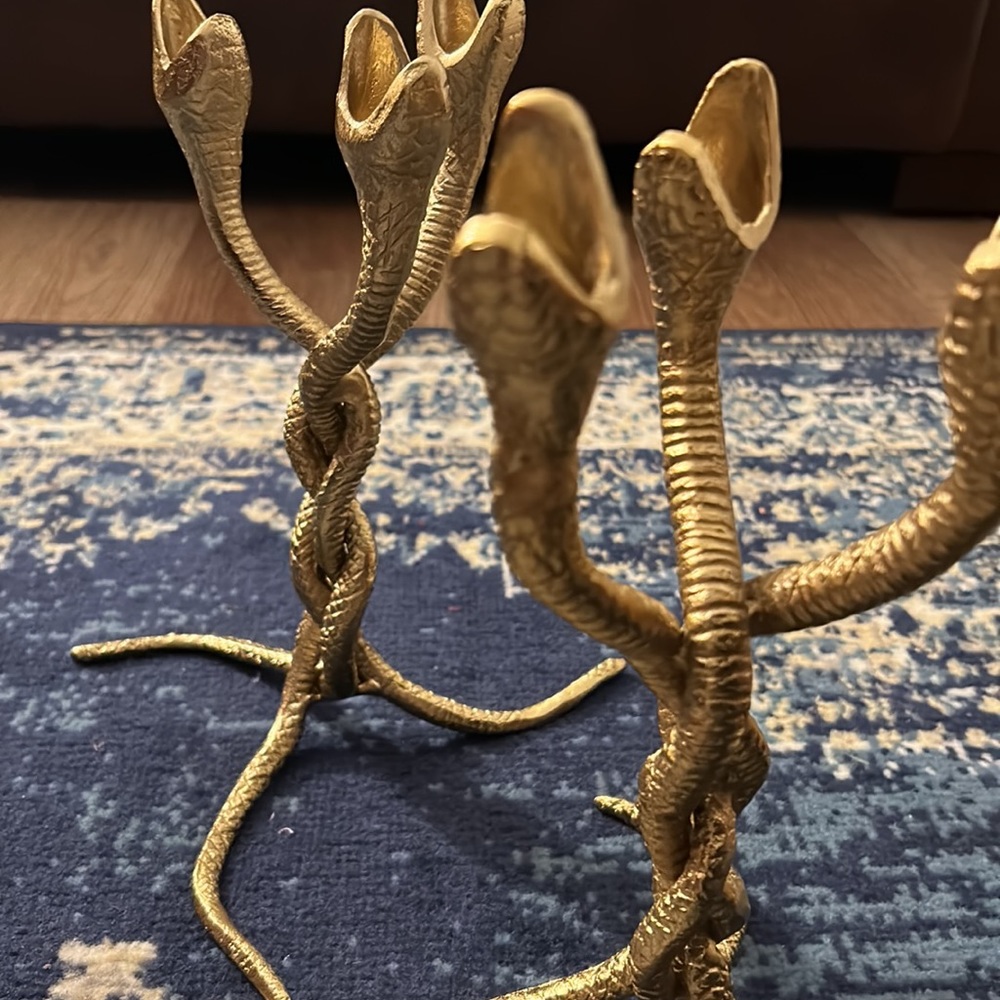 Two gold snake candlestick holder Halloween nwot perfect condition decor Spooky